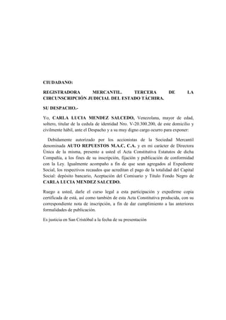 Auto repuestos m.a.c c.a caso trabajo contable