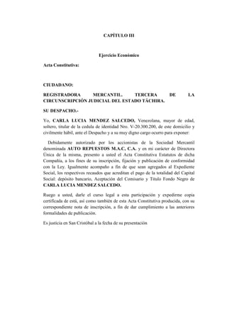 Auto repuestos m.a.c c.a caso trabajo contable