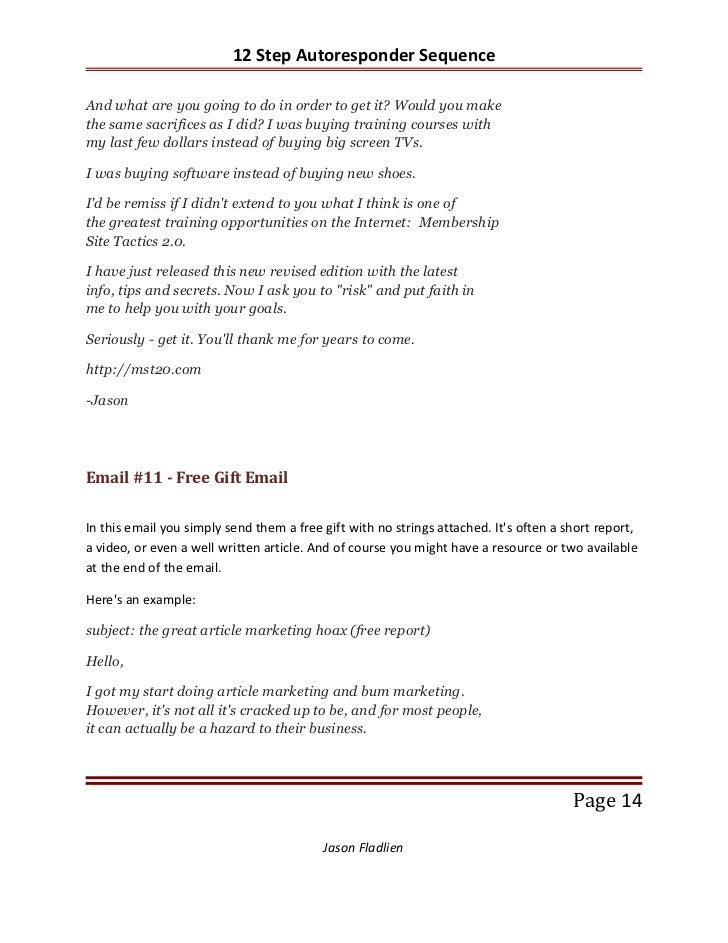 autoresponder message sample series