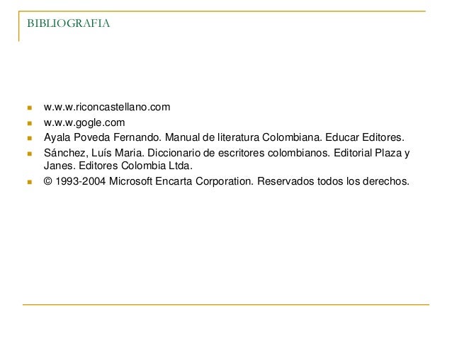 MOVIMIENTOS LITERARIOS Y AUTORES EN COLOMBIA