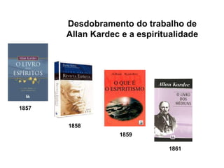 Desdobramento do trabalho de
Allan Kardec e a espiritualidade
1857
1858
1861
1859
 