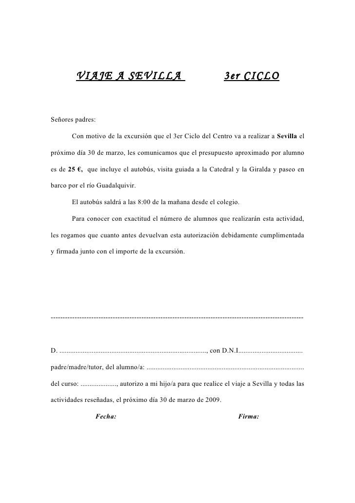 AutorizacióN ExcursióN Sevilla