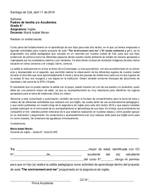 Carta De Autorizacion Acudiente - i Carta De