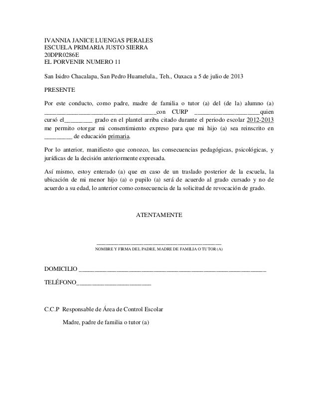 Autorizacion expresa de los padres de familia o tutores