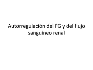 Autorregulación del FG y del flujo 
sanguíneo renal 
 