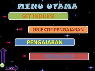 SET INDUKSI
OBJEKTIF PENGAJARAN

PREVIOS

PENGAJARAN
PENILAIAN
NEXT

 