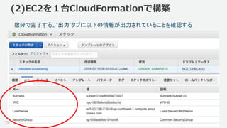 ©2018, Amazon Web Services, Inc. or its affiliates. All rights reserved.
数分で完了する。”出力”タブに以下の情報が出力されていることを確認する
(2)EC2を１台CloudFormationで構築
15
 