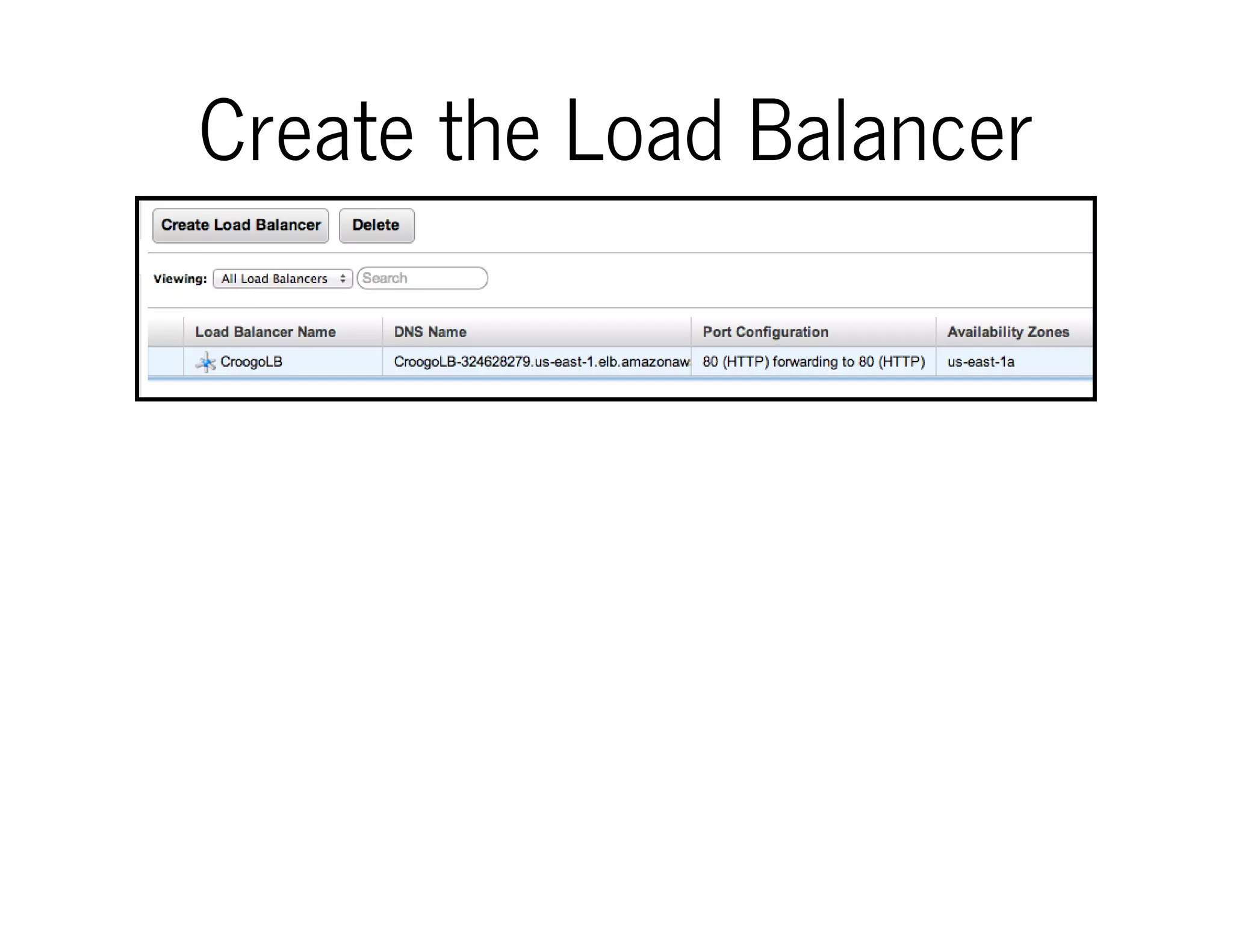 Create the Load Balancer
 