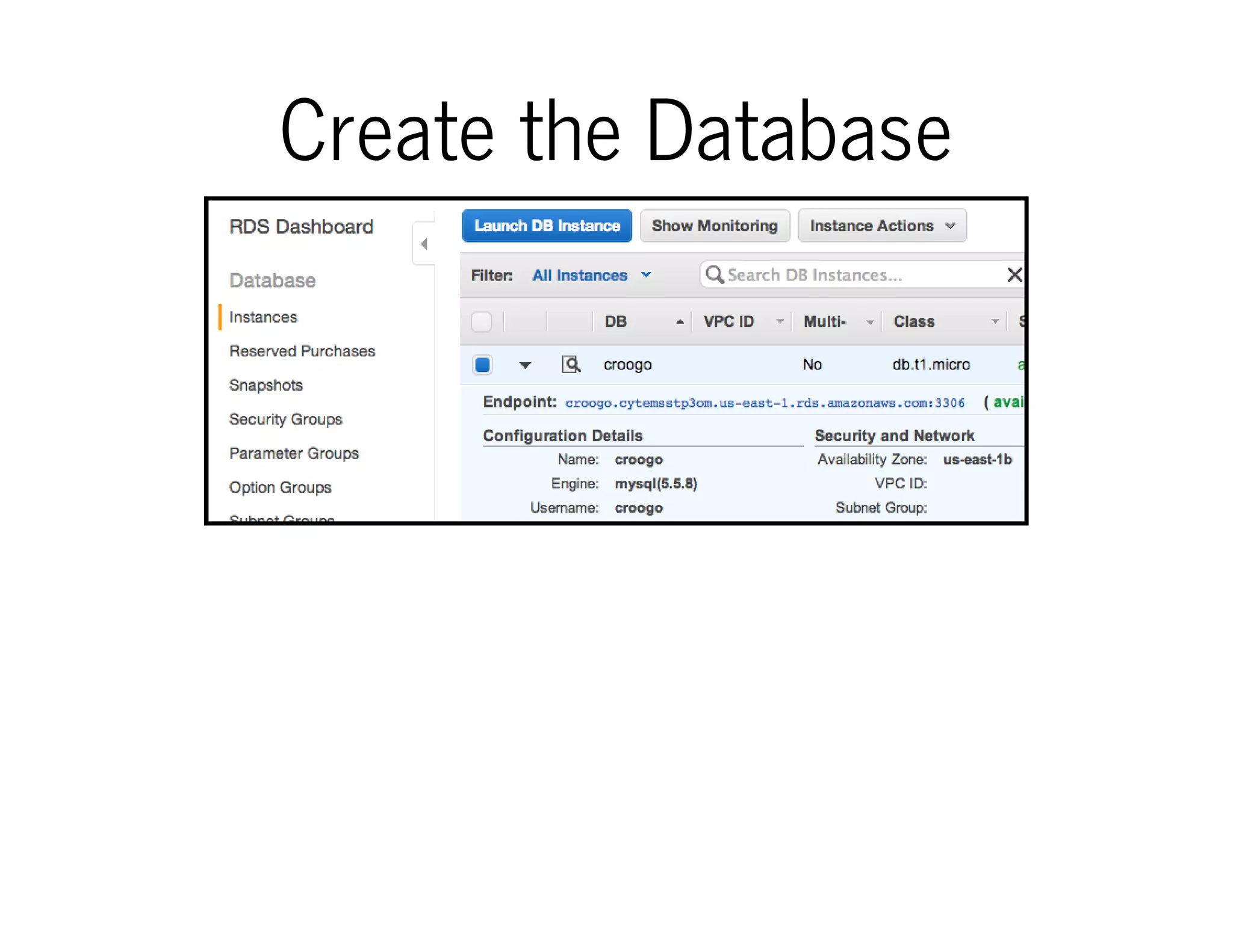 Create the Database
 