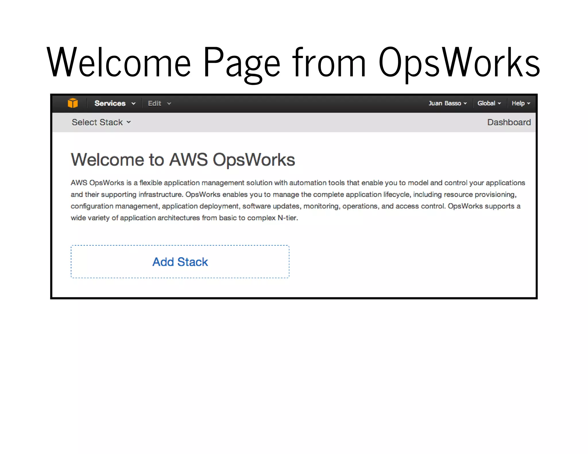 Welcome Page from OpsWorks
 