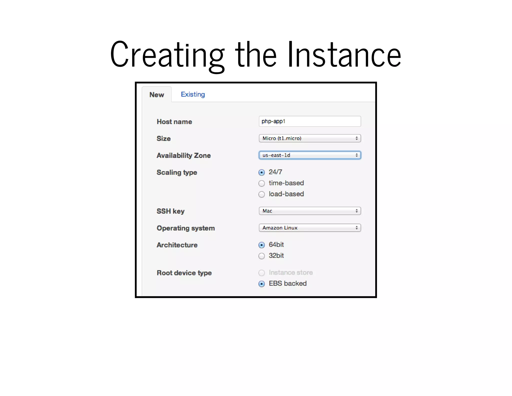 Creating the Instance
 