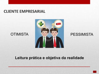 CLIENTE EMPRESARIAL

OTIMISTA

PESSIMISTA

Leitura prática e objetiva da realidade

 