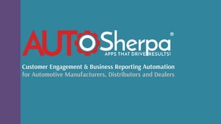 1
Customer Engagement & Business Reporting Automation
for Automotive Manufacturers, Distributors and Dealers
®
 