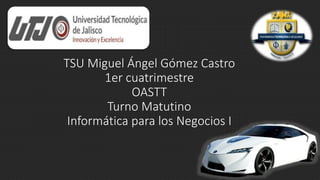 TSU Miguel Ángel Gómez Castro 
1er cuatrimestre 
OASTT 
Turno Matutino 
Informática para los Negocios I 
 