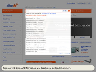 Transparent: Link auf Information, wie Ergebnisse zustande kommen. 