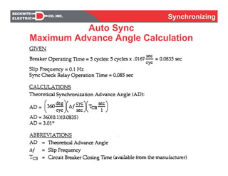 Synchronizing
Auto Sync
Maximum Advance Angle Calculation
 