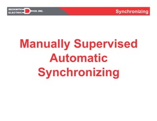 Synchronizing
Manually Supervised
Automatic
Synchronizing
 