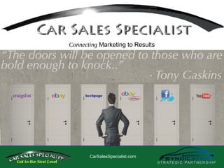 CarSalesSpecialist.com
Connecting Marketing to Results
S T R AT E G I C PA R T N E R S H I P
 