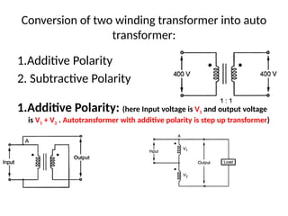 Auto Transformers in Electrical Machines | PPTX