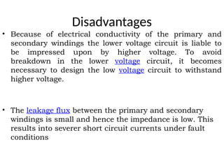 Auto Transformers in Electrical Machines | PPTX
