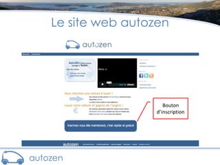 Le site web autozenBouton d’inscription