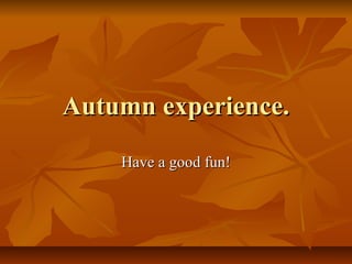 Autumn experience.
Have a good fun!

 