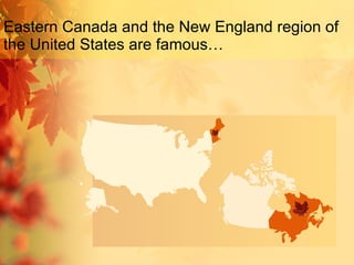 Eastern Canada and the New England region of the United States are famous… 