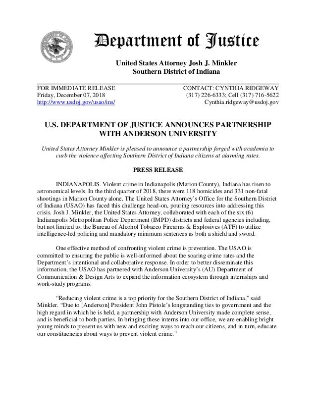 Ensuring Well Informed Citizens Through >> U S Attorney Launches New Partnership To Battle Indy Violent Crime Ensuring Well Informed Citizens Through >> U S Attorney Launches New Partnership To Battle Indy Violent Crime