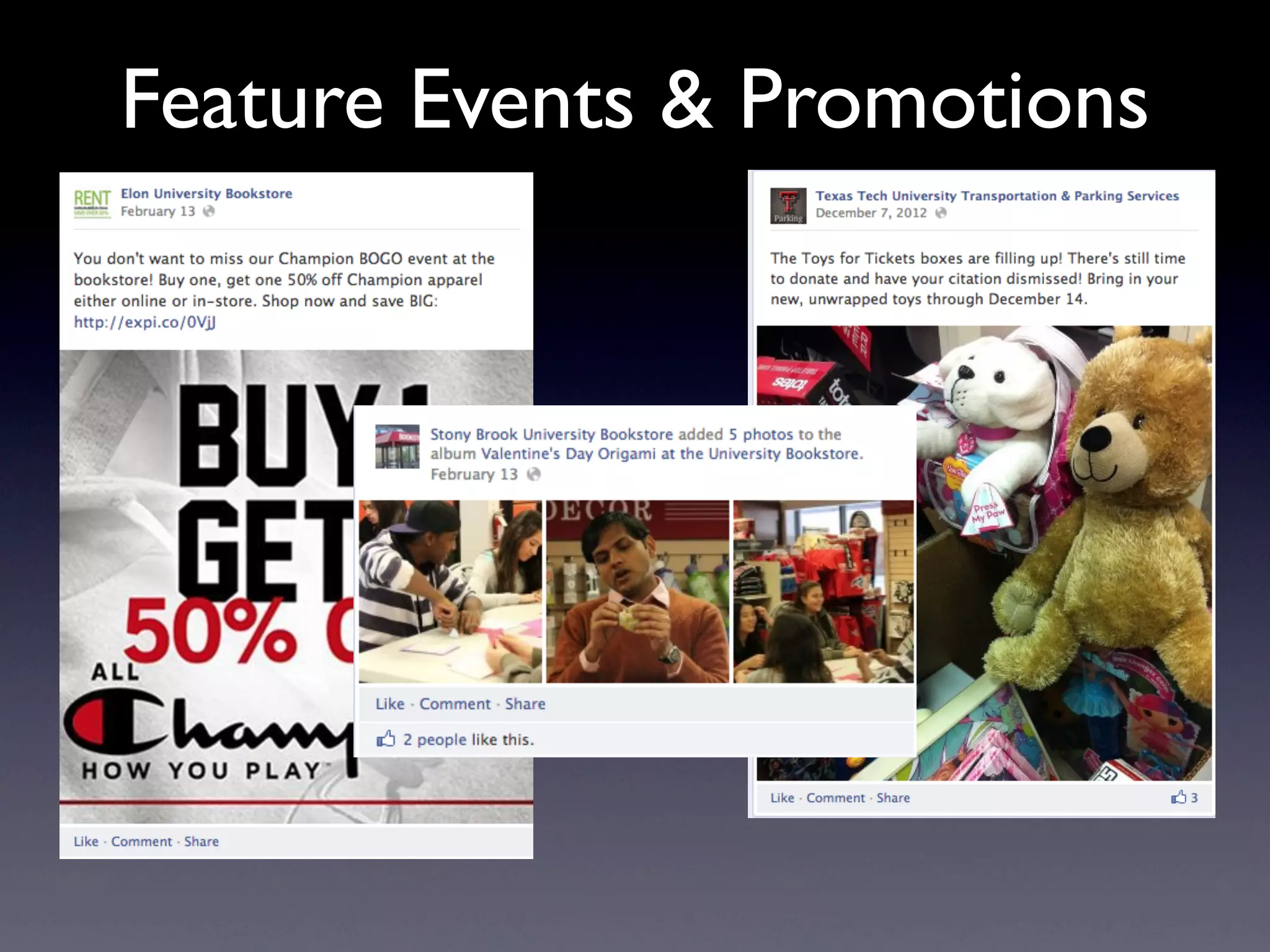 Feature Events & Promotions
 