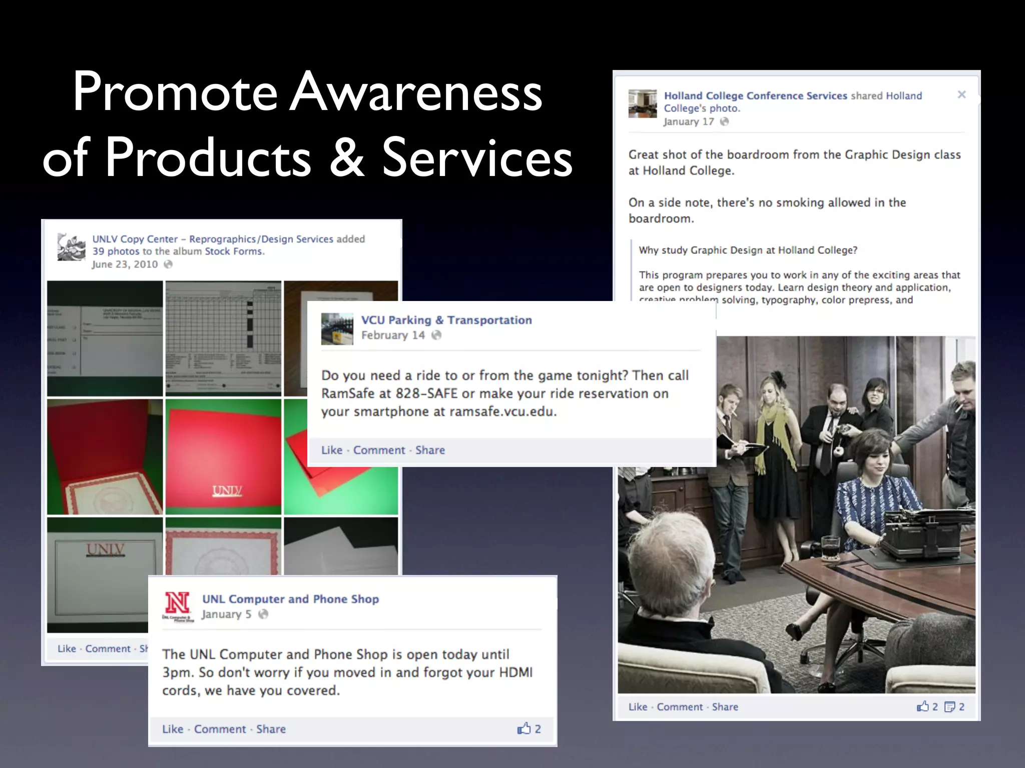 Promote Awareness
of Products & Services
 