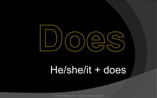 He/she/it + does
© Noorul Rizwanudeen , Maryam Arabic Academy
 