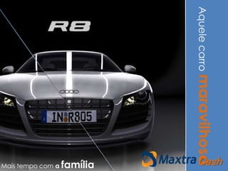 QUAL O TAMANHO DOS SEUS
SNHOS
O ser humano não morre apenas quando para de respirar, mas
quando perde todos os seus sonhos.
Mais tempo com a família
Aquelecarromaravilhoso
Cash
 