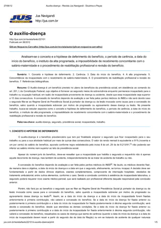 Auxílio doença - revista jus navigandi - brasilia advogados