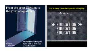Phillip Andrews 18
Adaptation leads to Agility.
Agility leads to Resilience
and Sustainability!
Key at being great at Adaptation and Agility:
 