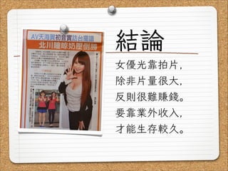 Av女優的工作現場 經濟狀況篇