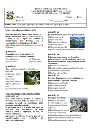  Presente. Geografia 3. Caderno de Atividades