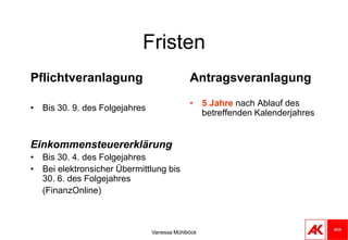 Pflichtveranlagung 1/2In Personalverrechnung zu Unrecht berücksichtigte Steuererleichterungen: