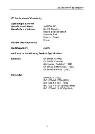Manual Técnico do Scanner AVISION AV220