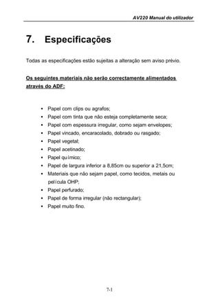 Manual Técnico do Scanner AVISION AV220