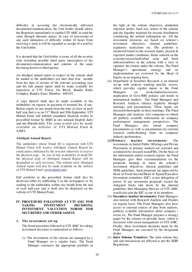 Additional Information Of Uti Mutual Fund Wishfin