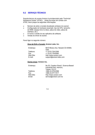 Manual Técnico do Scanner AVISION AV8050 e AV8350