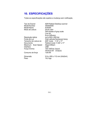 Manual Técnico do Scanner AVISION AV8050 e AV8350