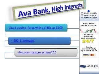 - Start trading forex with as little as $100
- 200:1 leverage
- No commissions or fees***
 
