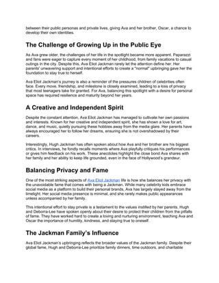 Ava Eliot Jackman’s Journey: Balancing Privacy and Fame | DOCX