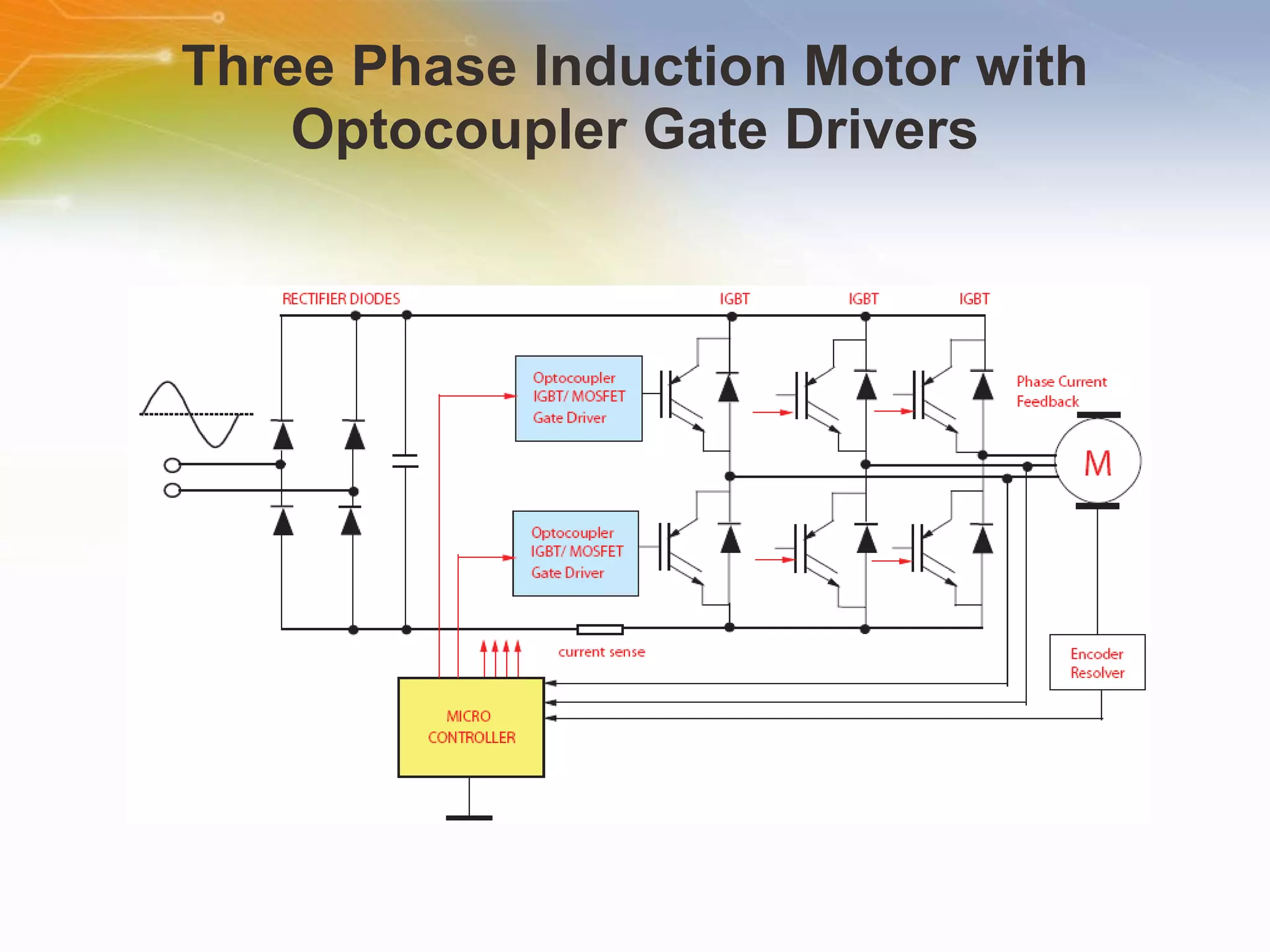 Three Phase Induction Motor with Optocoupler Gate Drivers 