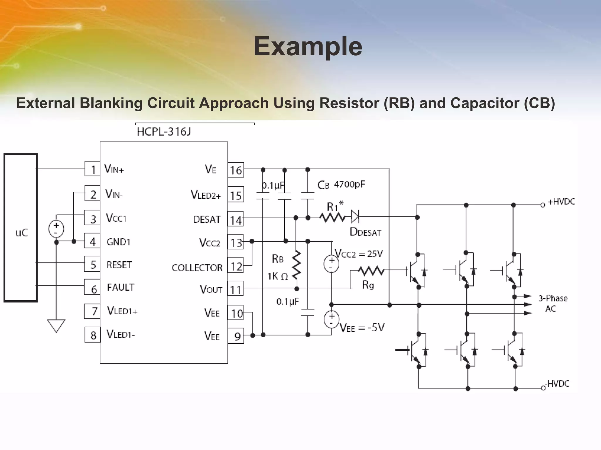 Example External Blanking Circuit Approach Using Resistor (RB) and Capacitor (CB) 