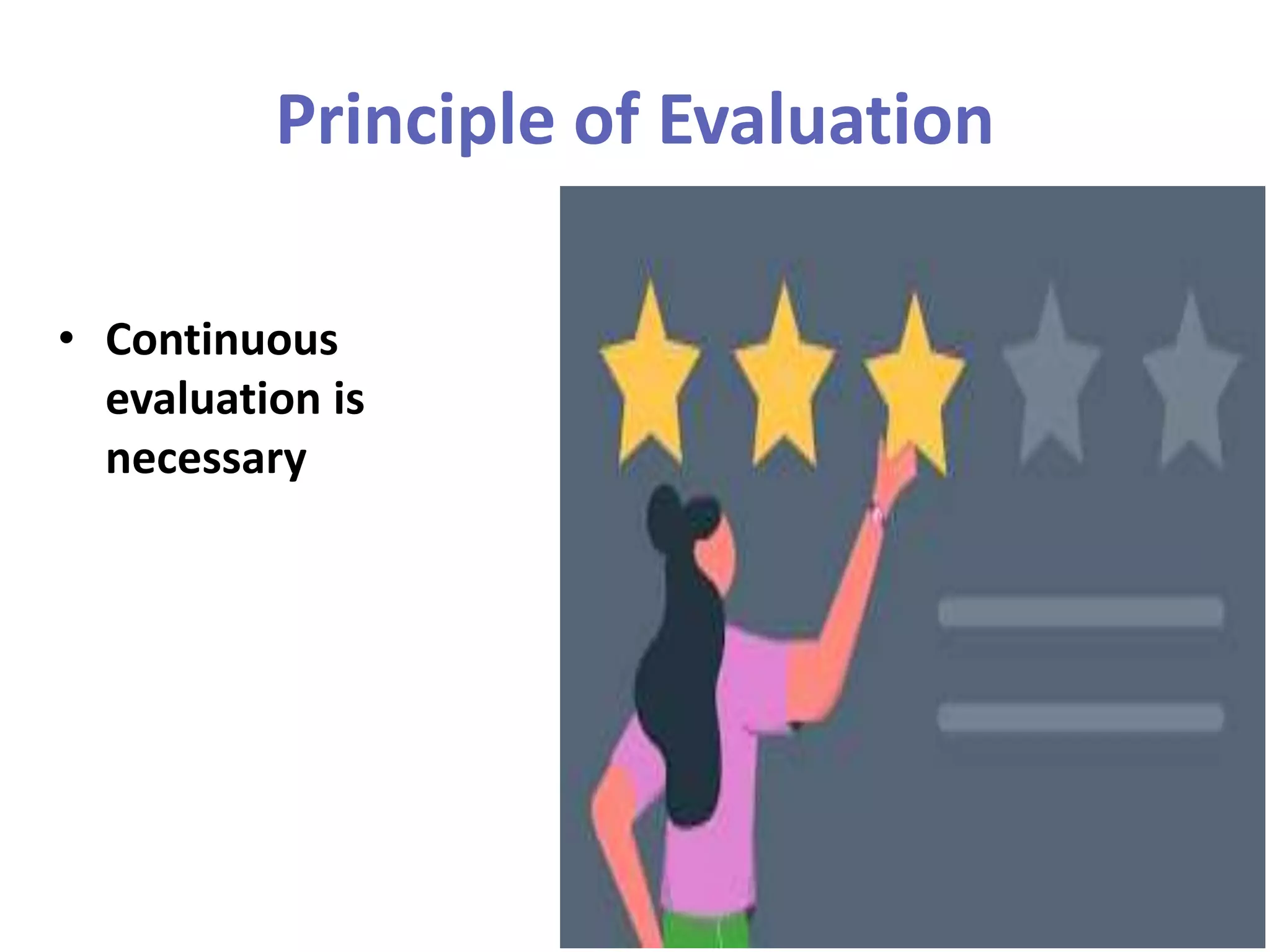Principle of Evaluation
• Continuous
evaluation is
necessary
 
