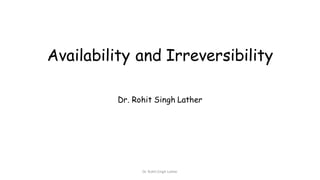 Availability and Irreversibility
Dr. Rohit Singh Lather
Dr.	Rohit	Singh	Lather
 