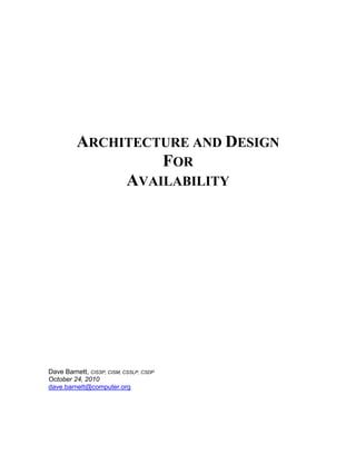 Availability Architecture
