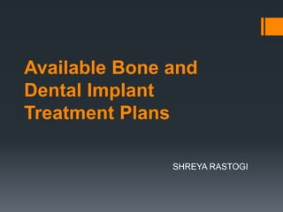 Available Bone and
Dental Implant
Treatment Plans
SHREYA RASTOGI
 